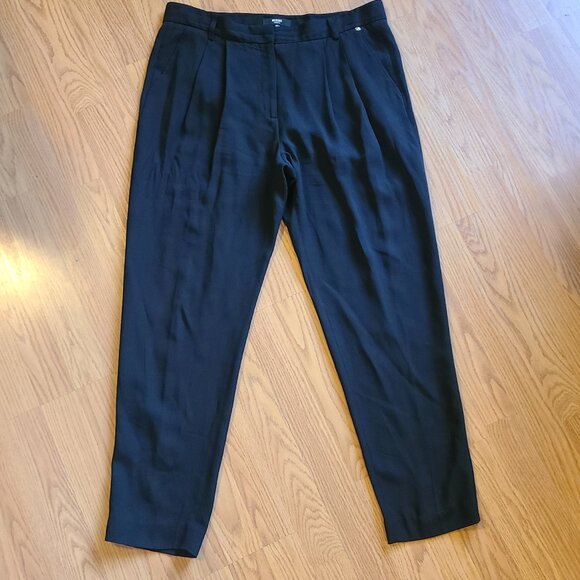 VINTAGE VERSUS VERSACE PLEATED HIGH RISE DRESS PANTS TAPERED LEG BLACK CREPE 46 - Picture 2 of 8